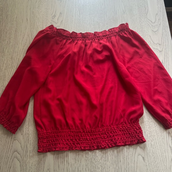 Joie Red Ruffled Puff Sleeve Blouse - Picture 4 of 5